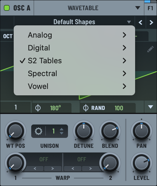 Choosing a Wavetable