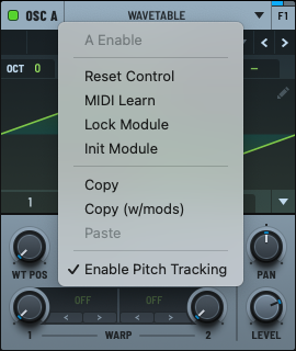Oscillator Menu