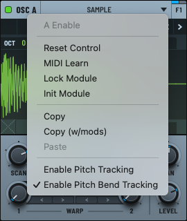 Pitch Bend Tracking Enabled